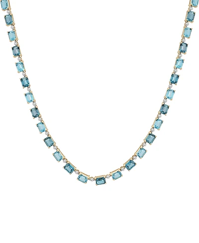 London Blue Topaz (5-7/8 ct. t.w.), Blue Topaz (4-7/8 ct. t.w.), & Diamond (3/4 ct. t.w.) 17" Collar Necklace in 14k Gold