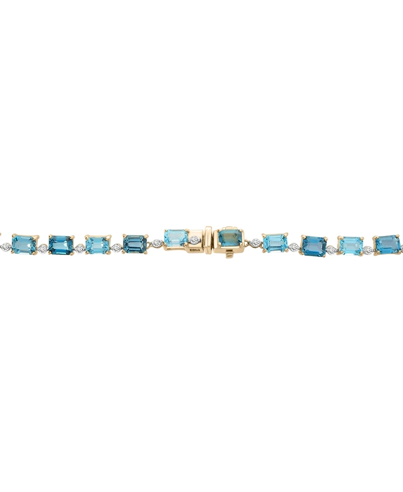 London Blue Topaz (5-7/8 ct. t.w.), Blue Topaz (4-7/8 ct. t.w.), & Diamond (3/4 ct. t.w.) 17" Collar Necklace in 14k Gold