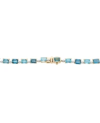 London Blue Topaz (5-7/8 ct. t.w.), Blue Topaz (4-7/8 ct. t.w.), & Diamond (3/4 ct. t.w.) 17" Collar Necklace in 14k Gold