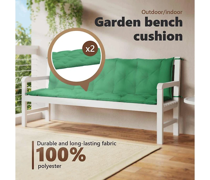 Garden Bench Cushion Green 70.9"x(19.7"+19.7")x2.8" Oxford Fabric
