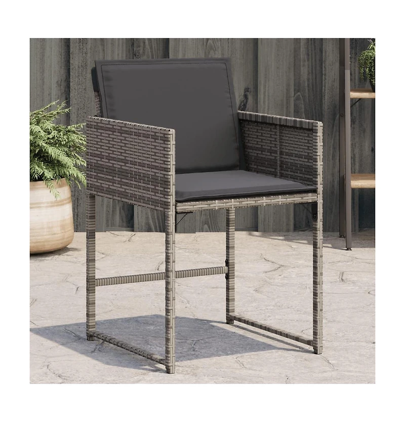 Patio Chairs with Cushions 4 pcs Gray Poly Rattan