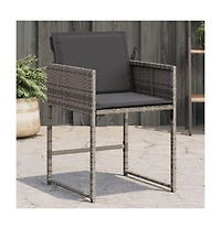 Patio Chairs with Cushions 4 pcs Gray Poly Rattan
