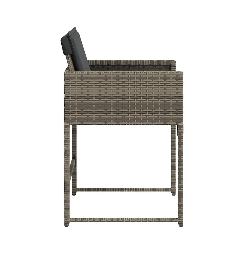 Patio Chairs with Cushions 4 pcs Gray Poly Rattan