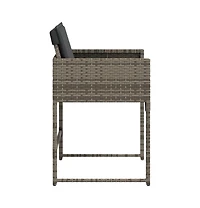 Patio Chairs with Cushions 4 pcs Gray Poly Rattan