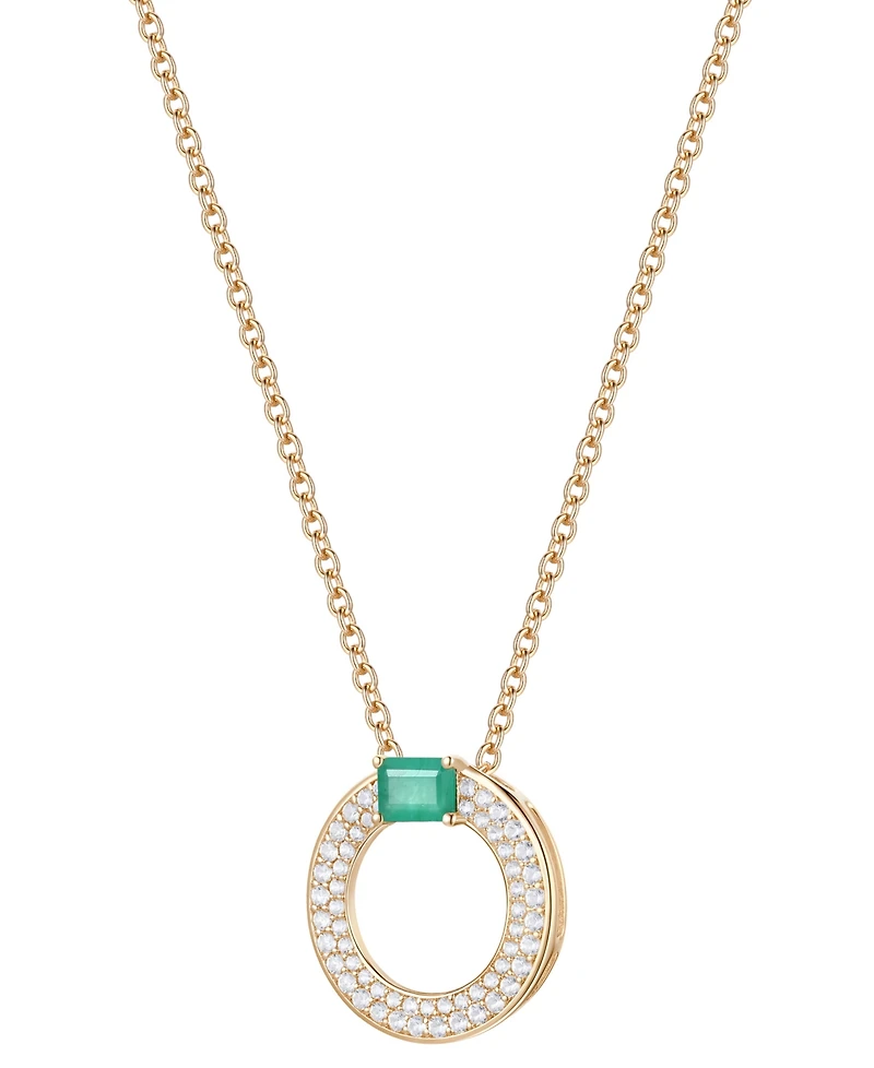 Macy's Sapphire (1/4 ct. t.w.) & Diamond Circular Pendant 18" Necklace 14k White Gold (Also Available Ruby Emerald)