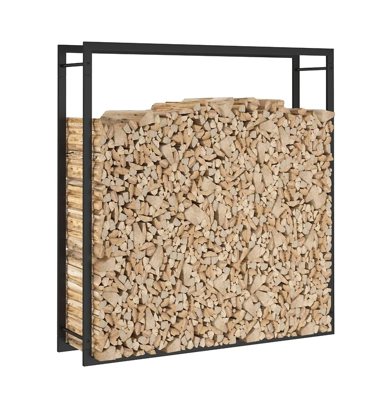 Firewood Rack Matt Black 43.3"x11"x45.7" Steel