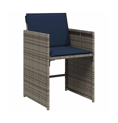 Patio Chairs with Cushions 4 pcs Gray Poly Rattan