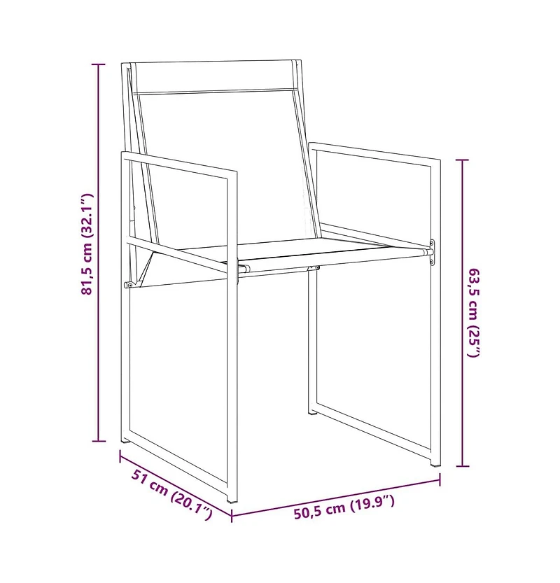 Patio Chairs 4 pcs Black Steel and Textilene