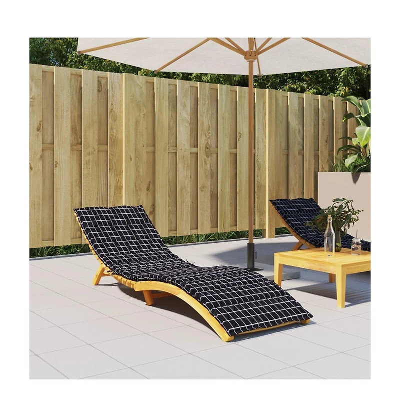 Sun Lounger Cushion Black Check Pattern Oxford Fabric