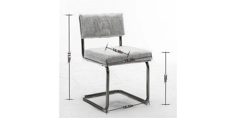 Slickblue Modern Armless Dining Chairs – Gold Metal Base, Corduroy Upholstery with Channel Tufting, Set of 2