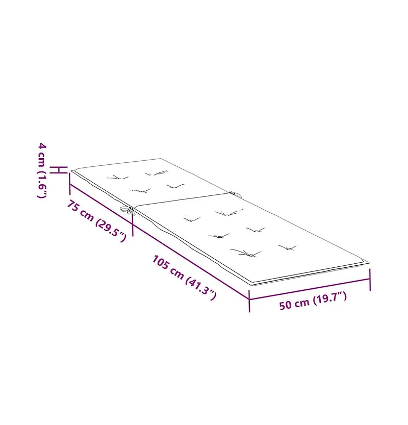 Deck Chair Cushion Blue (29.5"+41.3")x19.7"x1.6"