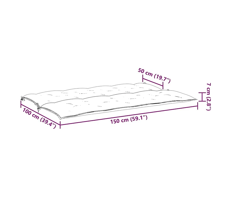 Garden Bench Cushion 59.1"x(19.7"+19.7")x2.8" Oxford Fabric