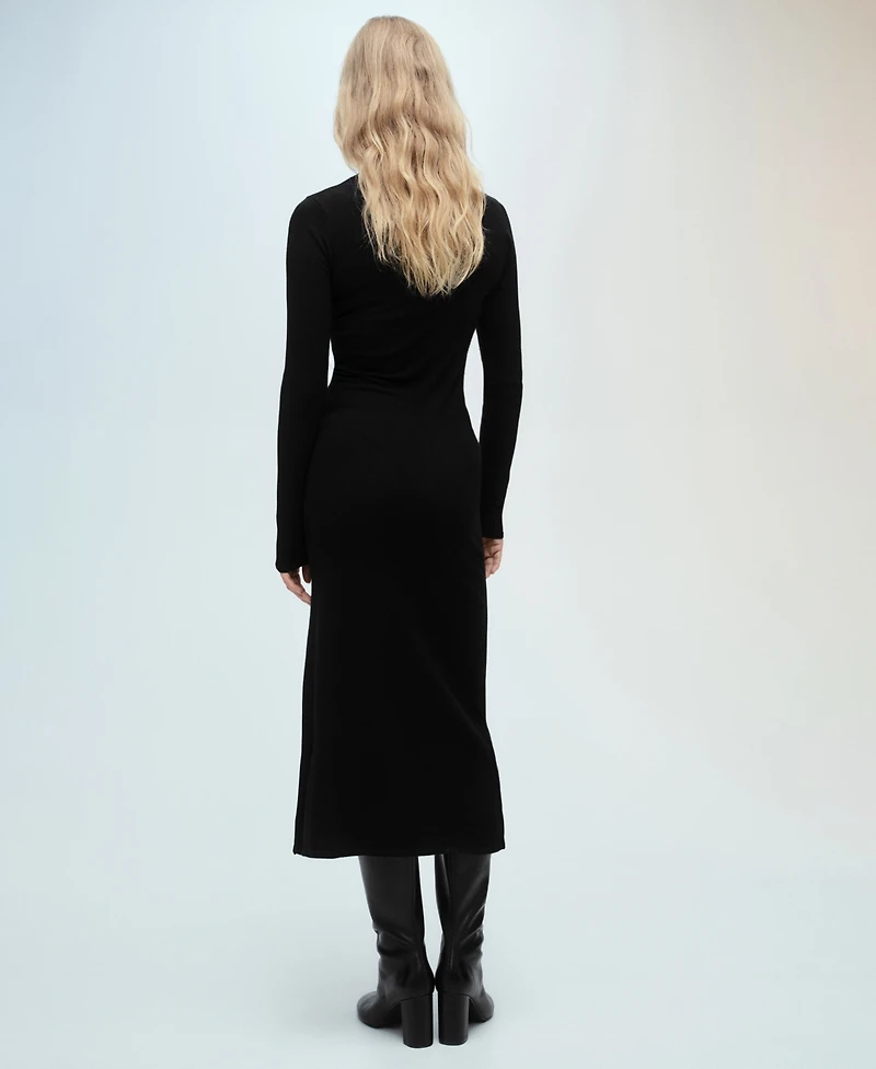 Mango Women's Side Slit Knit Dress