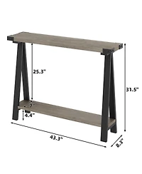 gaomon Farmhouse Entryway Table, Narrow Sofa Table with Open Storage Shelf, Metal Frame Skinny Console Table with V-Shaped Leg Design, Behind Couch Ta