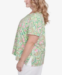 Alfred Dunner Plus Abstract Scroll Crew Neck Top