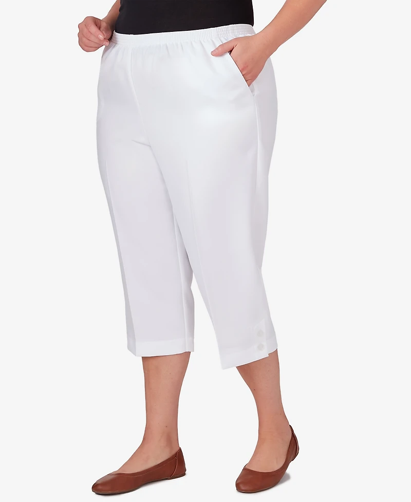 Alfred Dunner Plus Classic Button Hem Denim Capri Pants