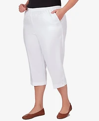 Alfred Dunner Plus Classic Button Hem Denim Capri Pants