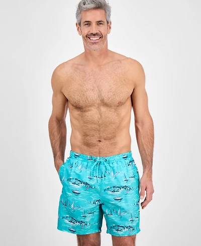 Club Room Men's Sailboat Graphic Swim Trunks, Exclusively at Macy's