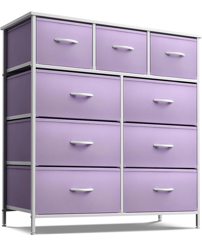 Sorbus 9 Drawers Dresser - Furniture Storage for Bedroom, Closet, Office Organization - Steel Frame, Wood Top, Fabric Bins