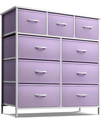 Sorbus 9 Drawers Dresser - Furniture Storage for Bedroom, Closet, Office Organization - Steel Frame, Wood Top, Fabric Bins