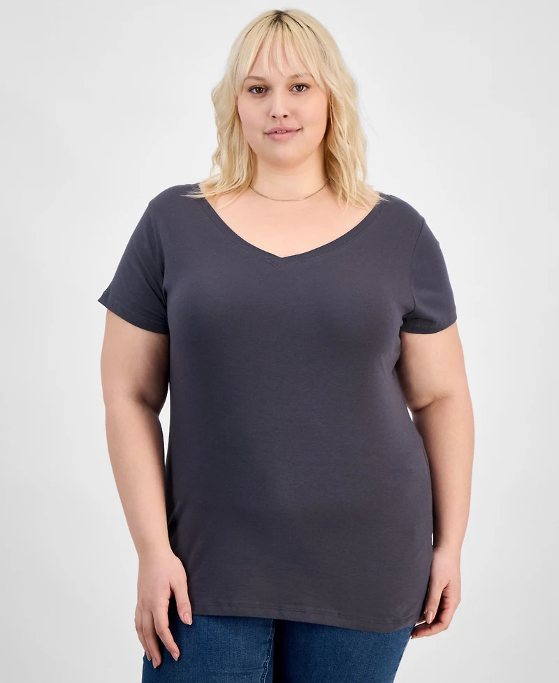 Trendy Plus Fitted V-Neck T-Shirt