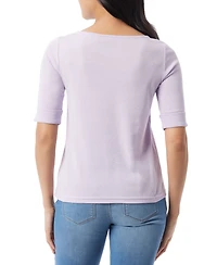 Gloria Vanderbilt Women's Alanis Boat Neck Elbow-Sleeve T-Shirt