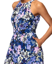 Betsy & Adam Petite Printed Halter Sleeveless Wide-Leg Jumpsuit