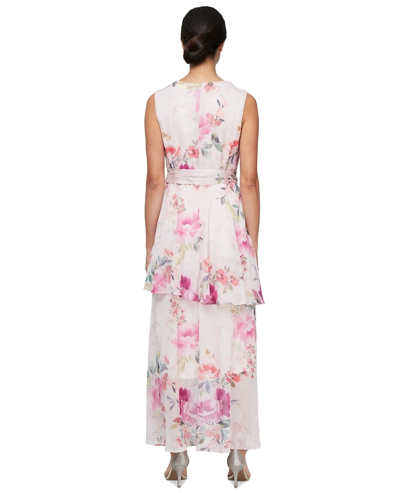 Sl Fashions Women's Floral-Print Chiffon High-Low Dress