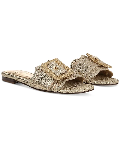 Sam Edelman Women's Bambi Raffia Buckle Slide Sandals