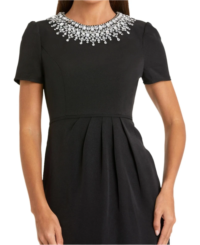 Women's Rhinestone Neckline Column Dress