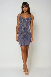 Bebe Women's Spaghetii Strap Glitter Slinky Dress