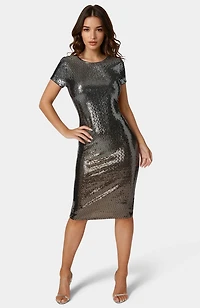 Bebe Women's Ombre Sequin Midi T-Shirt Dress