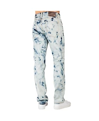 Level 7 Men's Abstract Bleached Wash Slim Straight Premium Jeans