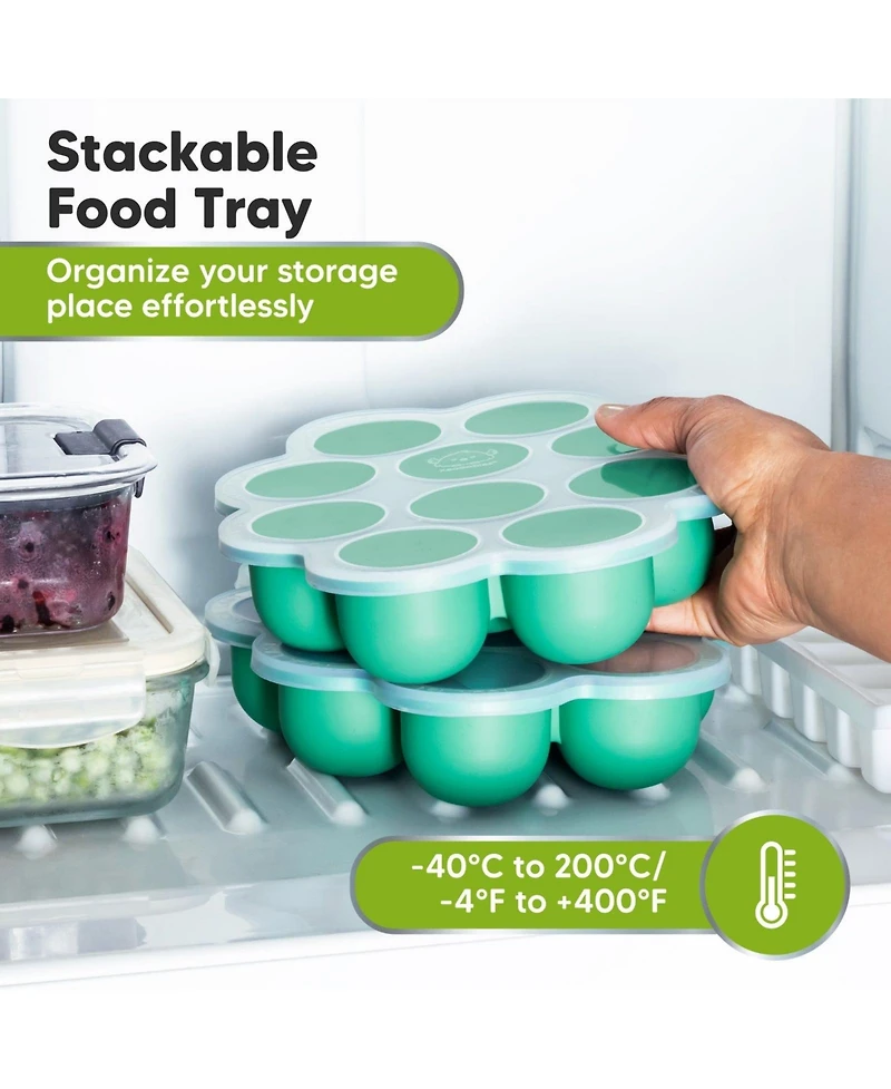 KeaBabies Prep Silicone Baby Food Freezer Tray with Clip-on Lid, 2oz x 10 Molds, Bpa-Free Storage