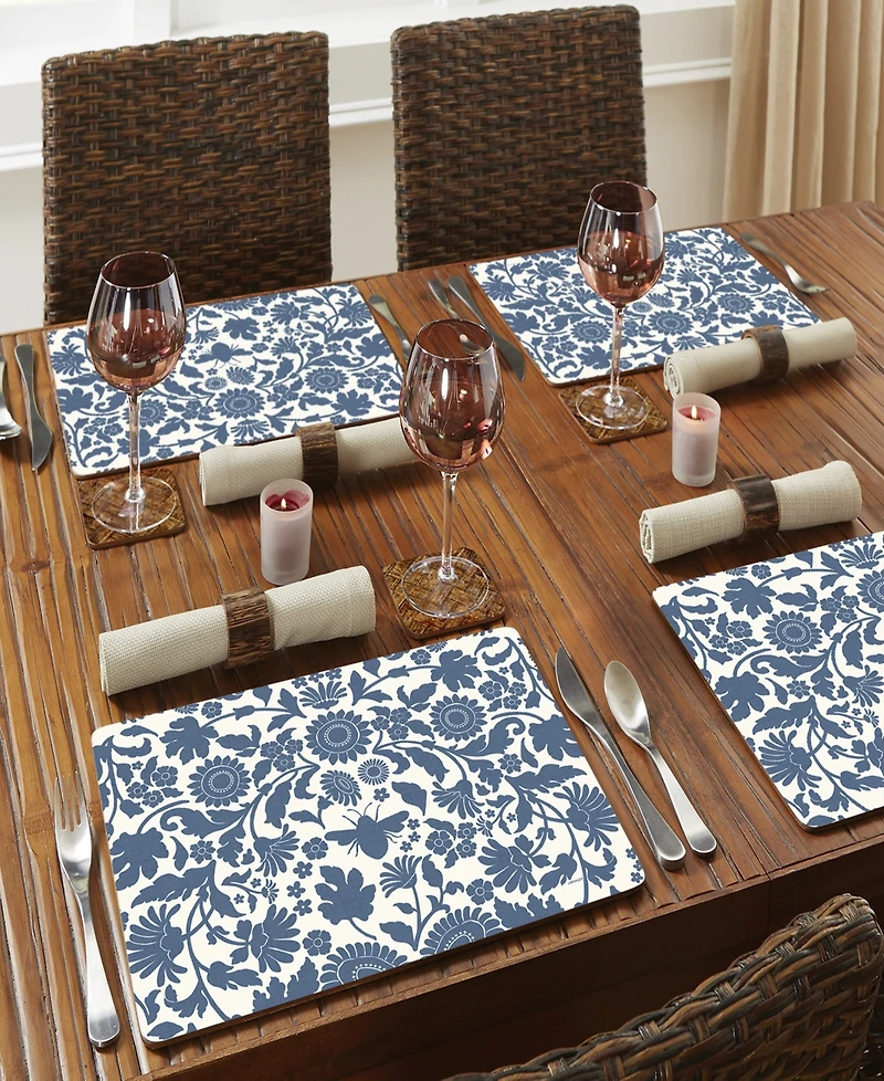 CounterArt Vintage Floral Hardboard Cork Placemats, Set of 4