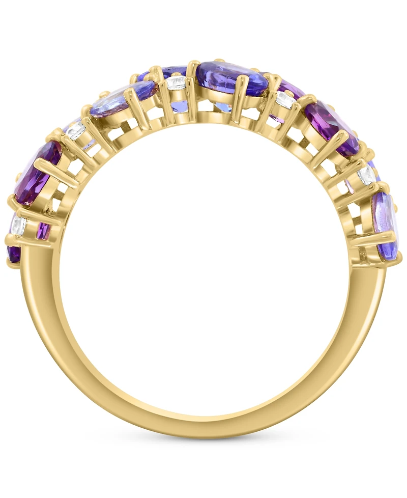 Effy Amethyst (7/8 ct. t.w.), Tanzanite (1-3/8 ct. t.w.), and White Sapphire (1/5 ct. t.w.) Cluster Ring in 14k Gold