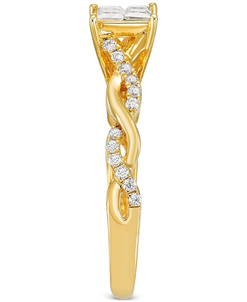 Diamond Princess Quad Cluster Twist Shank Engagement Ring (1/2 ct. t.w.) in 14k Gold