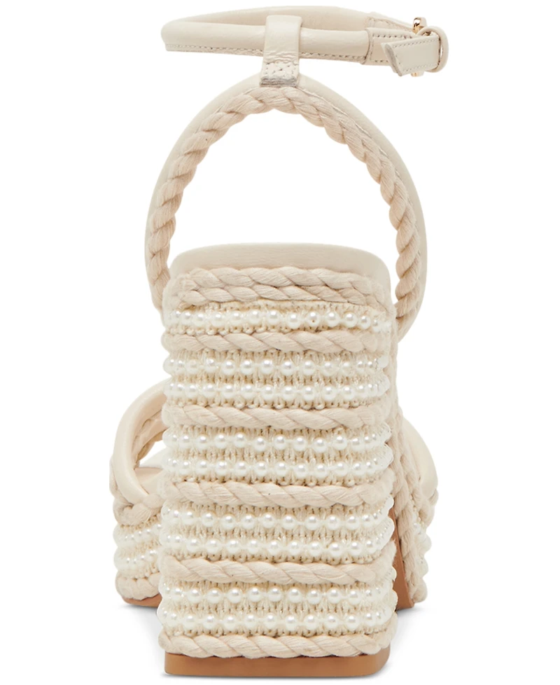Dolce Vita Women's Agnes Pearl Beaded Platform Dress Sandals