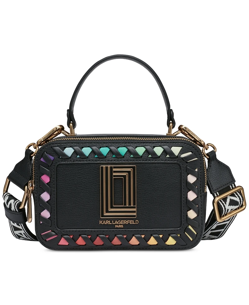 Karl Lagerfeld Paris Simone Camera Crossbody with Rainbow Stitching