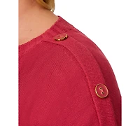 Melissa Paige Plus Zigzag-Trim Button-Shoulder Sweater, Exclusively at Macy's