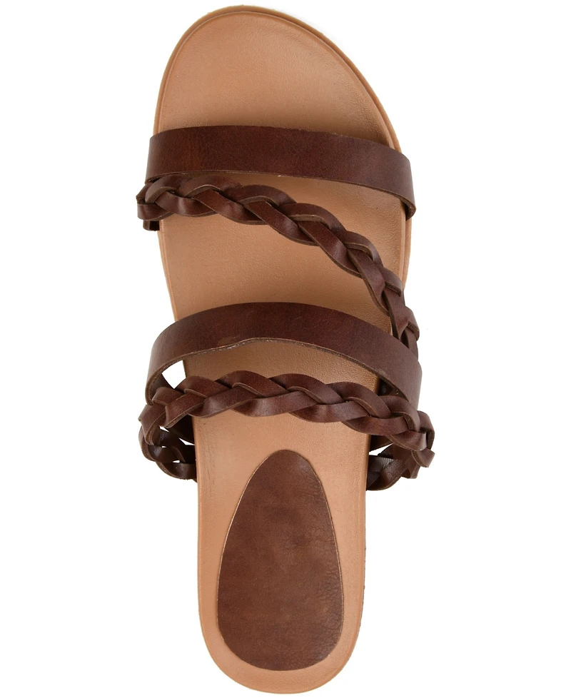 Journee Collection Women's Colette Braided Strappy Open Toe Flat Sandals