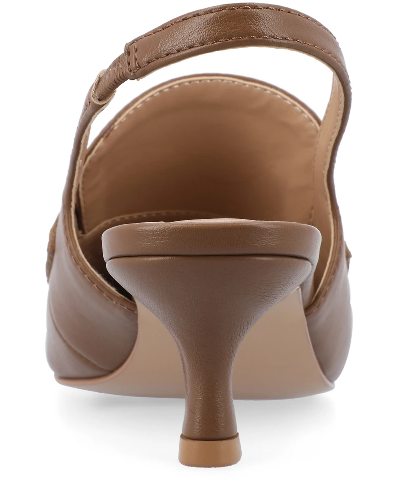 Journee Collection Women's Amory Tailored Kitten Heel Slingback Pumps