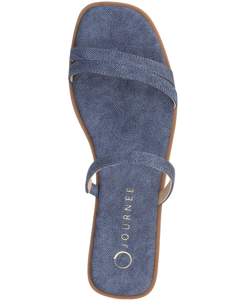 Journee Collection Women's Brisa Multi Strap Slip On Flat Sandals
