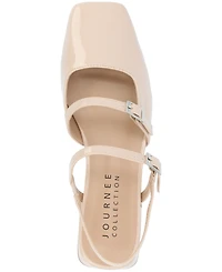 Journee Collection Women's Gretchenn Multi Strap Square Toe Mary Jane Flats