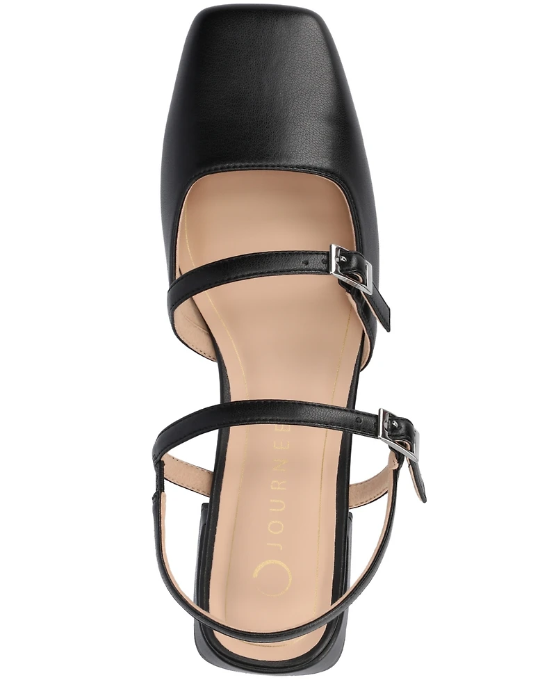 Journee Collection Women's Gretchenn Multi Strap Square Toe Mary Jane Flats