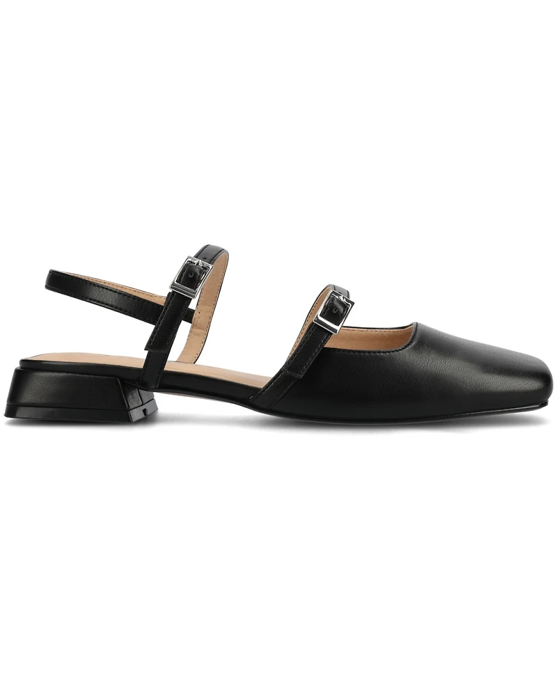 Journee Collection Women's Gretchenn Multi Strap Square Toe Mary Jane Flats