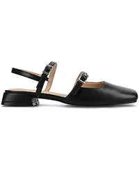 Journee Collection Women's Gretchenn Multi Strap Square Toe Mary Jane Flats