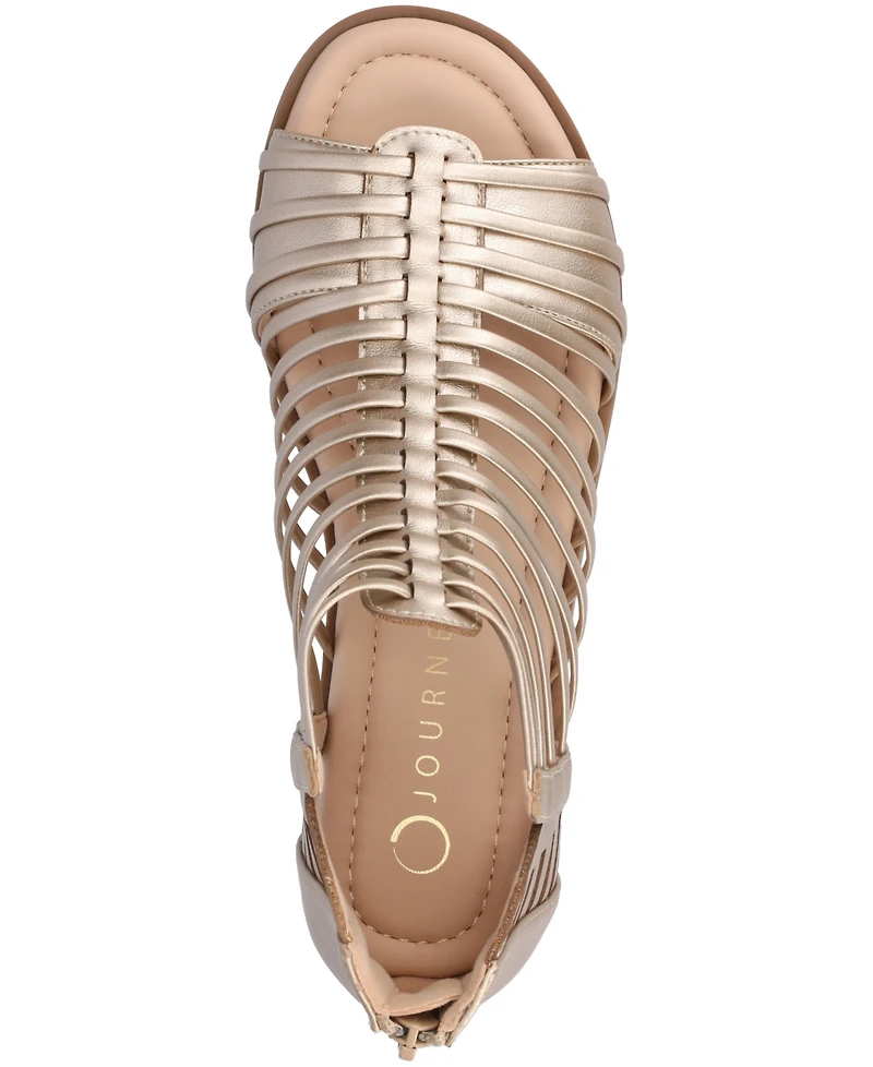 Journee Collection Women's Delilah Gladiator Sliver Wedge Sandals