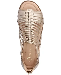 Journee Collection Women's Delilah Gladiator Sliver Wedge Sandals