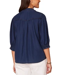 Democracy Women's Crochet Trim Button-Front Ruffle Shirt